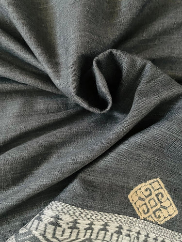 Assam Eri Silk Saree | Gray | Handwoven | Silk Mark Certified | Ships from California